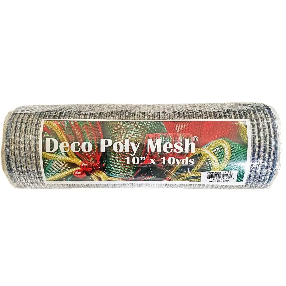 Deluxe Wide Platinum Silver Foil Mesh Ribbon Size 10 inch x 30 Feet , 1 Roll